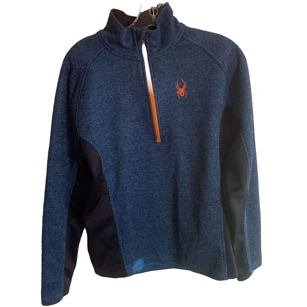 Spyder Men's Outbound Jacket Size M Medium Stretch Fabric 1/4 zip Pullover Blue